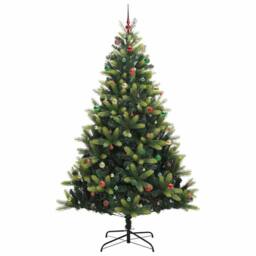 Berkfield Home Artificial Hinged Christmas Tree 300 LEDs Green 240 cm - thumbnail 6