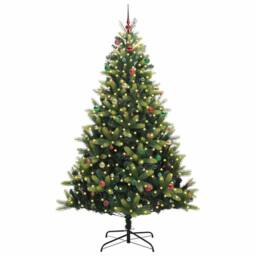 Berkfield Home Artificial Hinged Christmas Tree 300 LEDs Green 240 cm - thumbnail 3