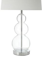 Orsina Table Lamp with EU Plug, Chrome Base with Glass Orb Detail, White Fabric Shade Modern Table Light - thumbnail 3