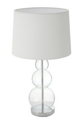 Orsina Table Lamp with EU Plug, Chrome Base with Glass Orb Detail, White Fabric Shade Modern Table Light - thumbnail 2