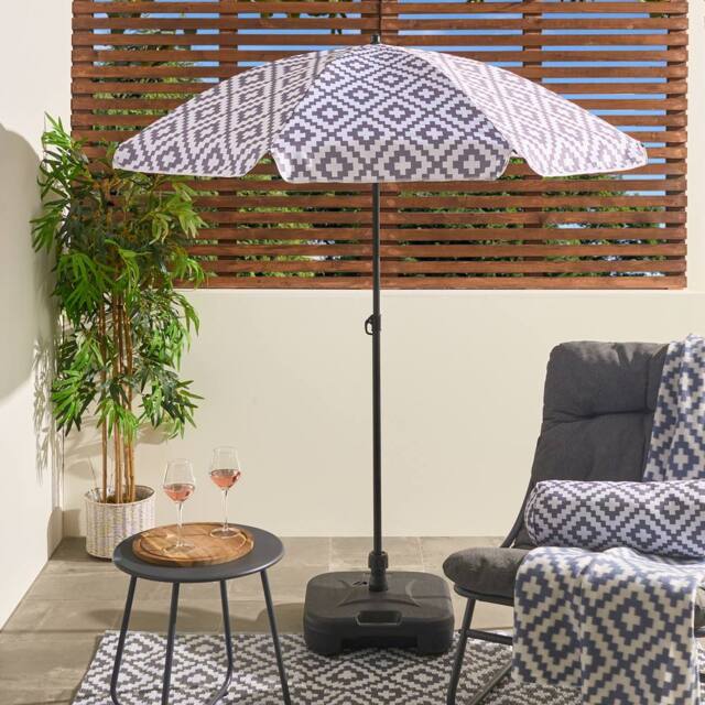 OHS Parasol Umbrella Garden Outdoor Canopy Table Patio Sun Shade Beach UV in Light Grey - image 1