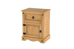 Birlea Corona Large 1 Door 1 Drawer Bedside Cabinet Bedside Mexican Chest in Natural - thumbnail 4