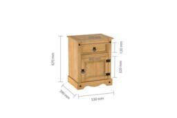Birlea Corona Large 1 Door 1 Drawer Bedside Cabinet Bedside Mexican Chest in Natural - thumbnail 9