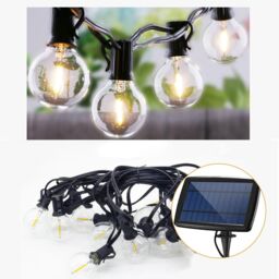 ENER-J 7.6m Solar Outdoor String Lights with 25 G40 LEDs, USB Rechargeable, IP64 Waterproof, Warm White for Garden & Patio Parties - thumbnail 3