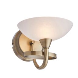 Netlighting Cagney 1 Light Wall Light Antique Brass with White Glass Shade G9 in Yellow