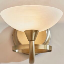 Netlighting Cagney 1 Light Wall Light Antique Brass with White Glass Shade G9 in Yellow - thumbnail 5