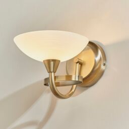 Netlighting Cagney 1 Light Wall Light Antique Brass with White Glass Shade G9 in Yellow - thumbnail 2