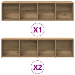 Berkfield Home Book Cabinets 3 pcs Artisan Oak Engineered Wood in Brown - thumbnail 5