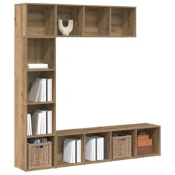 Berkfield Home Book Cabinets 3 pcs Artisan Oak Engineered Wood in Brown - thumbnail 1