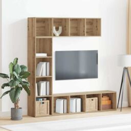 Berkfield Home Book Cabinets 3 pcs Artisan Oak Engineered Wood in Brown - thumbnail 3