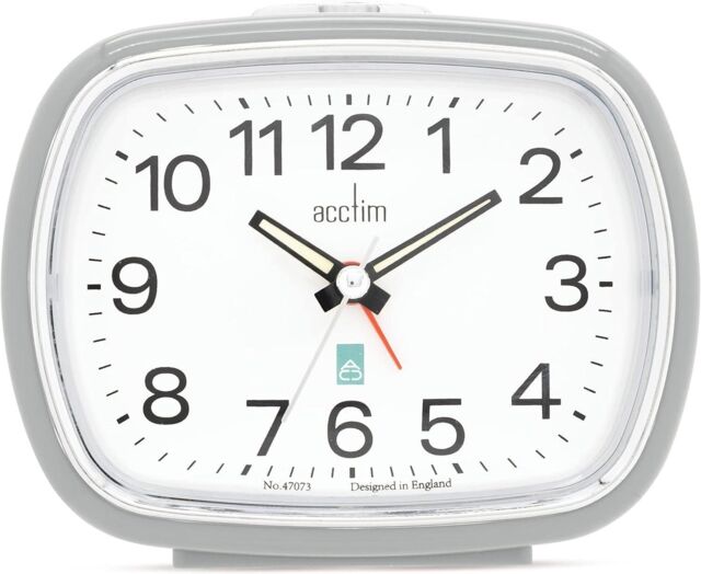 Acctim Camille Analogue Alarm Clock Quartz Luminous Hands Chrome Bezel in Grey - image 1