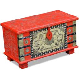 Berkfield Home Storage Chest Red Mango Wood 80x40x45 cm - Size: 80 x 40 x 45 cm - thumbnail 1