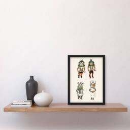 Artery8 Drawing from Hopi Natives Hopi Kachinas Vintage Framed Wall Art Print in White - Size: A4 - thumbnail 4