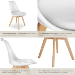 tectake Dining Chair Set Frederikke Set Of 2 - White - Size: 2 Pack - thumbnail 5