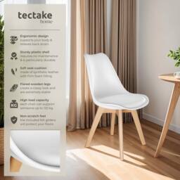 tectake Dining Chair Set Frederikke Set Of 2 - White - Size: 2 Pack - thumbnail 2