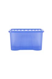 Wham Crystal 5 x 60L Stackable Plastic Storage Boxes with Lids in Blue - thumbnail 2
