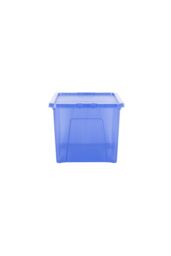 Wham Crystal 5 x 60L Stackable Plastic Storage Boxes with Lids in Blue - thumbnail 3