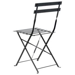Wyld and Coco Black Metal 3 Piece Folding Bistro Set Slatted Steel Chairs - thumbnail 6