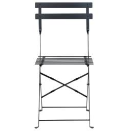 Wyld and Coco Black Metal 3 Piece Folding Bistro Set Slatted Steel Chairs - thumbnail 5