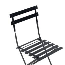 Wyld and Coco Black Metal 3 Piece Folding Bistro Set Slatted Steel Chairs - thumbnail 9