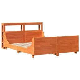 Berkfield Home Bed Frame without Mattress Wax Brown 135x190 cm Double Solid Wood Pine - thumbnail 3