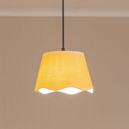 ValueLights Dutton Natural Fabric Scallop Edge Ceiling Floor Table Small Lamp Shade in White - thumbnail 1