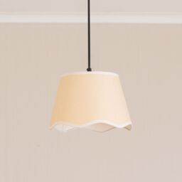 ValueLights Dutton Natural Fabric Scallop Edge Ceiling Floor Table Small Lamp Shade in White - thumbnail 3
