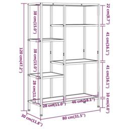 Berkfield Home Book Shelf 80x30x120 cm Steel & Engineered Wood in Brown - Size: 80 x 30 x 120 cm - thumbnail 5