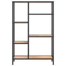Berkfield Home Book Shelf 80x30x120 cm Steel & Engineered Wood in Brown - Size: 80 x 30 x 120 cm - thumbnail 3