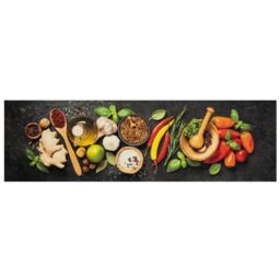 Berkfield Home Kitchen Rug Washable Spices 45x150 cm Velvet in Black - thumbnail 2
