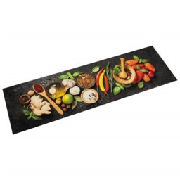 Berkfield Home Kitchen Rug Washable Spices 45x150 cm Velvet in Black