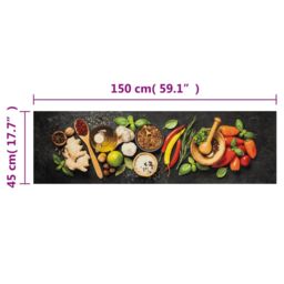 Berkfield Home Kitchen Rug Washable Spices 45x150 cm Velvet in Black - thumbnail 5