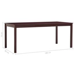 Berkfield Home Elegant Dining Table Dark Brown 180x90x73 cm Pinewood - Size: 180 x 90 x 73 cm - thumbnail 5