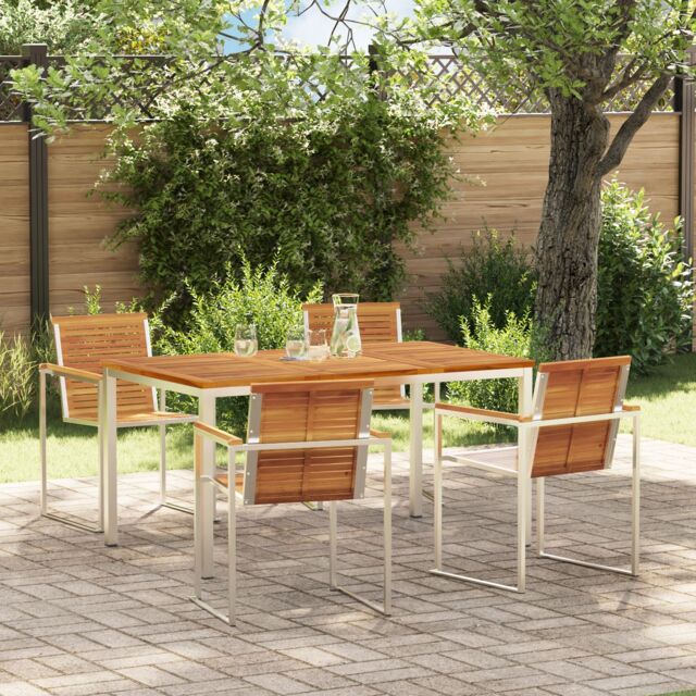 Berkfield Home 5 Piece Garden Dining Set Solid Wood Acacia in Brown - image 1