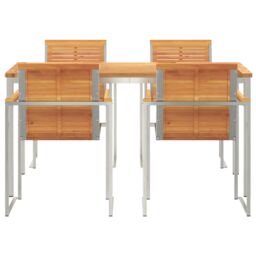 Berkfield Home 5 Piece Garden Dining Set Solid Wood Acacia in Brown - thumbnail 7