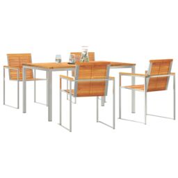 Berkfield Home 5 Piece Garden Dining Set Solid Wood Acacia in Brown - thumbnail 3