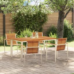 Berkfield Home 5 Piece Garden Dining Set Solid Wood Acacia in Brown - thumbnail 1
