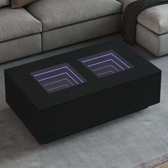 Berkfield Home Coffee Table with Infinity LED Black 116x69x40 cm - Size: 116 x 69 x 40 cm - image 1