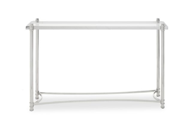 Orsina Decent Silver Console Table with Clear Glass, Stylish Metallic Finished Decorative Table, Silver Table - image 1