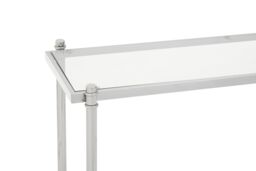 Orsina Decent Silver Console Table with Clear Glass, Stylish Metallic Finished Decorative Table, Silver Table - thumbnail 5