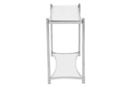 Orsina Decent Silver Console Table with Clear Glass, Stylish Metallic Finished Decorative Table, Silver Table - thumbnail 4