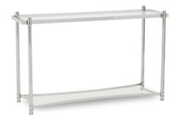 Orsina Decent Silver Console Table with Clear Glass, Stylish Metallic Finished Decorative Table, Silver Table - thumbnail 3