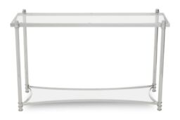 Orsina Decent Silver Console Table with Clear Glass, Stylish Metallic Finished Decorative Table, Silver Table - thumbnail 2