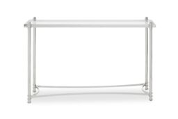 Orsina Decent Silver Console Table with Clear Glass, Stylish Metallic Finished Decorative Table, Silver Table - thumbnail 1