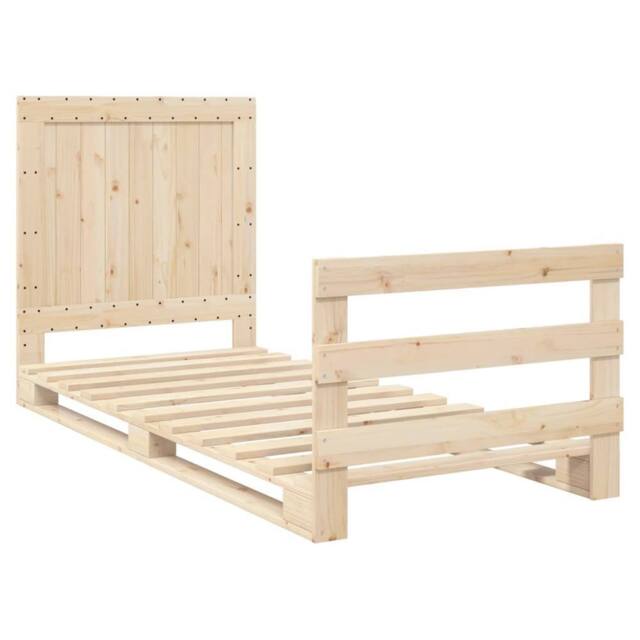Berkfield Home Beautiful Bed Frame without Mattress with Headboard 90x200 cm Sol in Light Tan - image 1