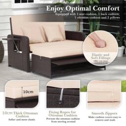 EONLION Patio Rattan Daybed Set Wicker Loveseat Sofa With Multipurpose Ottoman - thumbnail 7