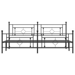 Berkfield Home Metal Bed Frame without Mattress with Footboard Black 193x203cm - Size: 193x203 cm - thumbnail 5