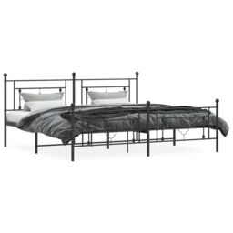 Berkfield Home Metal Bed Frame without Mattress with Footboard Black 193x203cm - Size: 193x203 cm - thumbnail 3