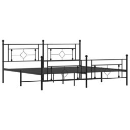 Berkfield Home Metal Bed Frame without Mattress with Footboard Black 193x203cm - Size: 193x203 cm - thumbnail 4