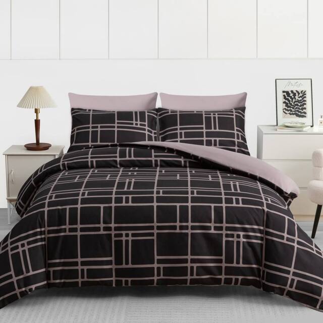Lazzaro Home Premium Brushed Microfiber Bricks Reversible Duvet Cover Set in Light Brown - Size: Single - image 1